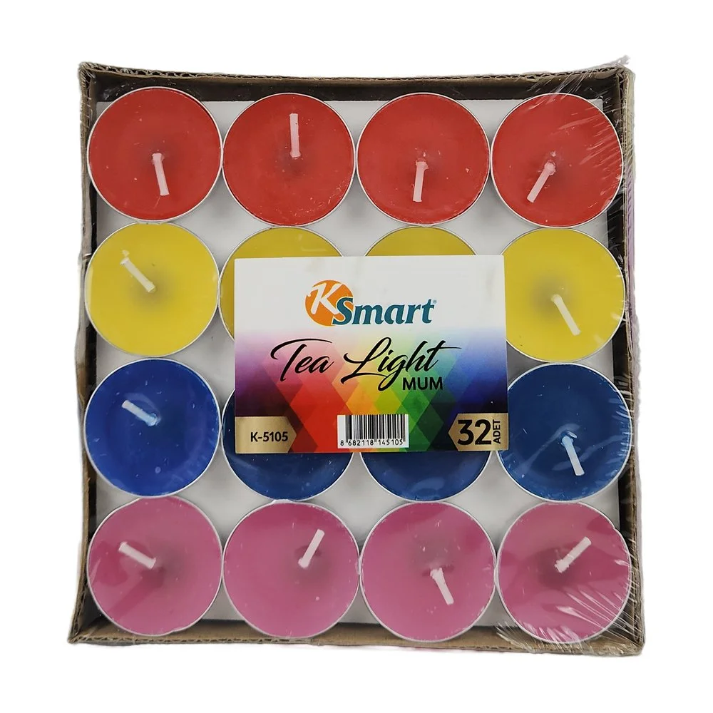 Toptan Renkli Tealight Mum Seti | 32 Adet NEROX Yuv. Mum | Uygun