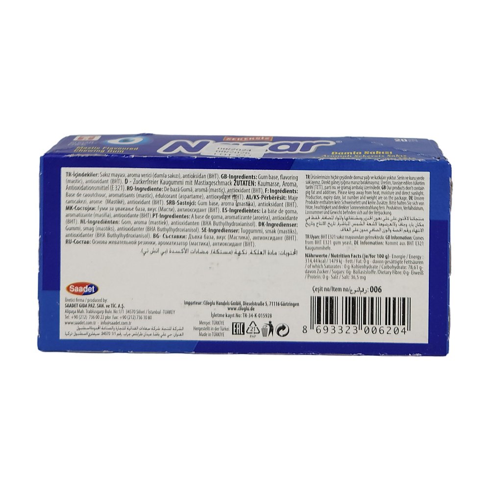 Nazar Damla Aromalı Sakız 5Li *20Ad Nazar Damla Aromalı Sakız 5Li *20Ad