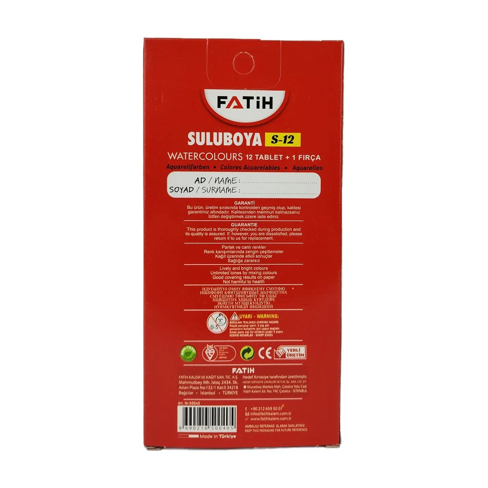 Fatih Sulu Boya 12 Renk S-12 Fatih Sulu Boya 12 Renk S-12