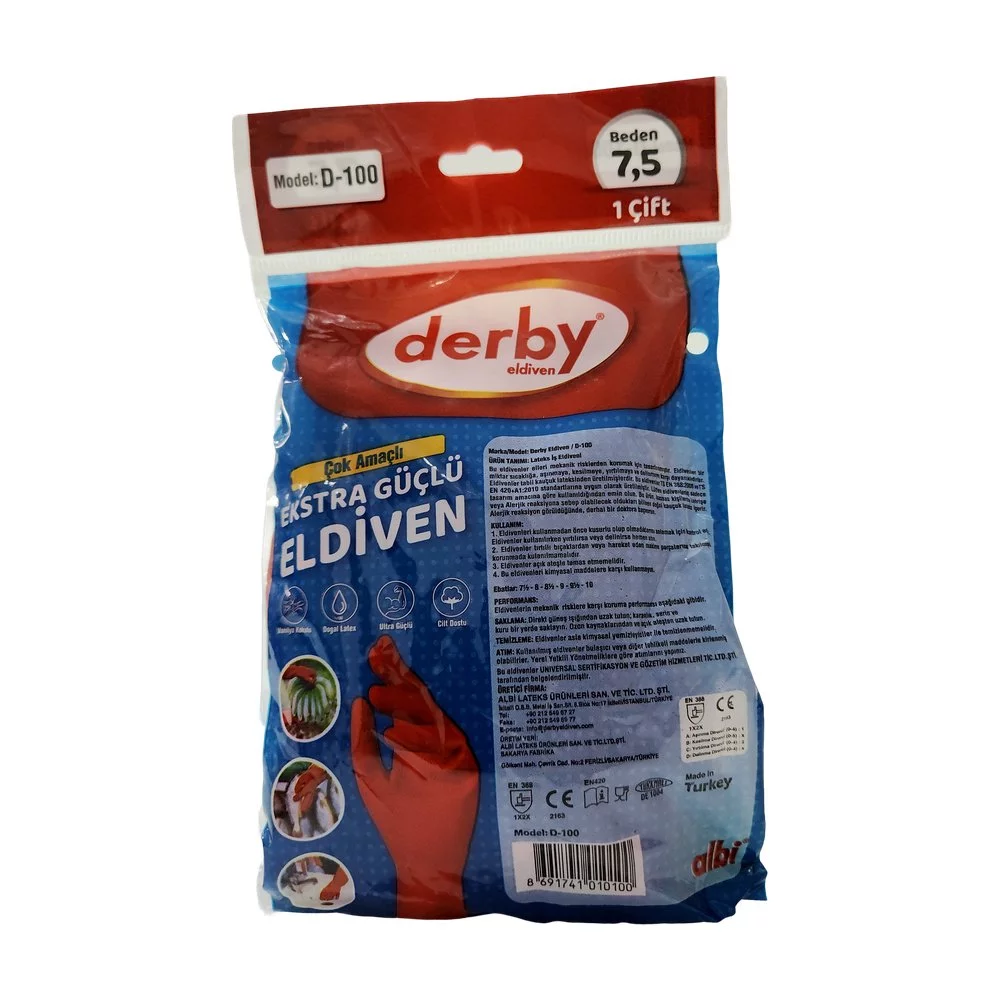 Derby Bulaşık Eldiven No:7,5 Derby Bulaşık Eldiven No:7,5