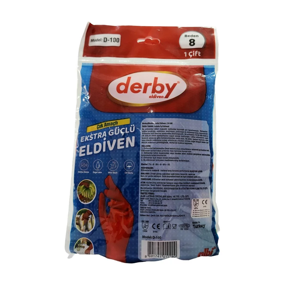 Derby Bulaşık Eldiven No:8 Derby Bulaşık Eldiven No:8