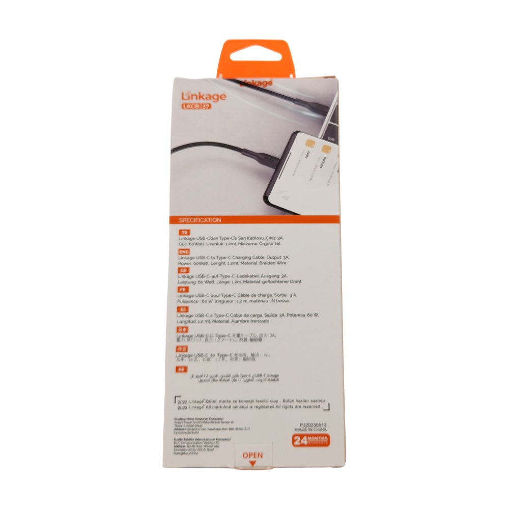 Süper Hızlı Şarj Kablosu Type-C 3Amper - 60W 1.2Metre LKCB-37 (2 Tarafıda Type-C) Süper Hızlı Şarj Kablosu Type-C 3Amper - 60W 1.2Metre LKCB-37 (2 Tarafıda Type-C)