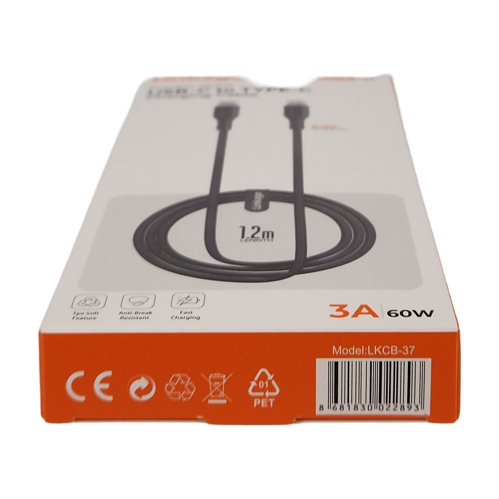 Süper Hızlı Şarj Kablosu Type-C 3Amper - 60W 1.2Metre LKCB-37 (2 Tarafıda Type-C) Süper Hızlı Şarj Kablosu Type-C 3Amper - 60W 1.2Metre LKCB-37 (2 Tarafıda Type-C)