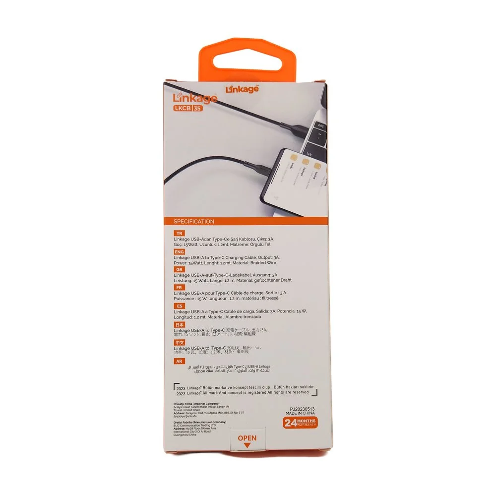 Hızlı Şarj Kablosu Type-C (Geniş) - 3Amper - 15W LKCB-35 USB Girişli Hızlı Şarj Kablosu Type-C (Geniş) - 3Amper - 15W LKCB-35 USB Girişli