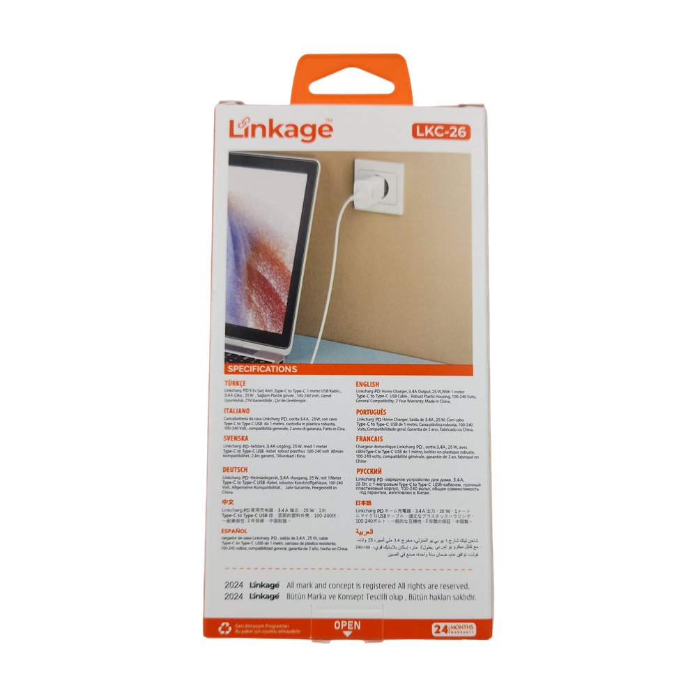 Süper Hızlı Şarj Seti Type-C (Geniş) 3Amper - 25W LKC-26 Süper Hızlı Şarj Seti Type-C (Geniş) 3Amper - 25W LKC-26