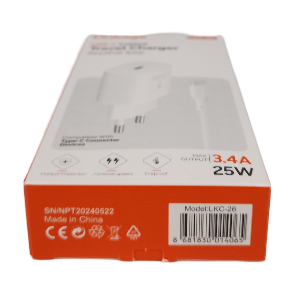 Süper Hızlı Şarj Seti Type-C (Geniş) 3Amper - 25W LKC-26 Süper Hızlı Şarj Seti Type-C (Geniş) 3Amper - 25W LKC-26