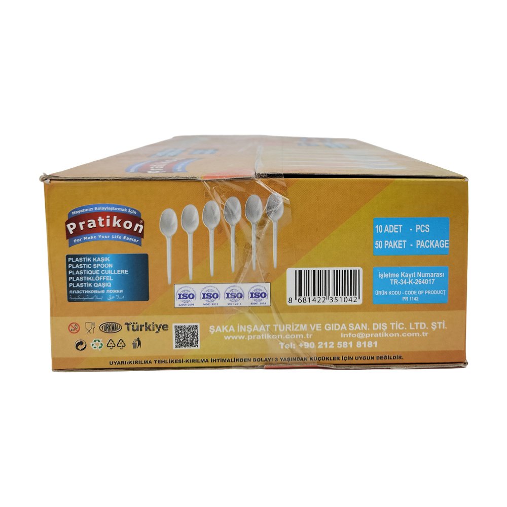 (Koli) Pratikon Plastik Kaşık (Barkodlu) 10 Ad X 50 Pk (Koli) Pratikon Plastik Kaşık (Barkodlu) 10 Ad X 50 Pk