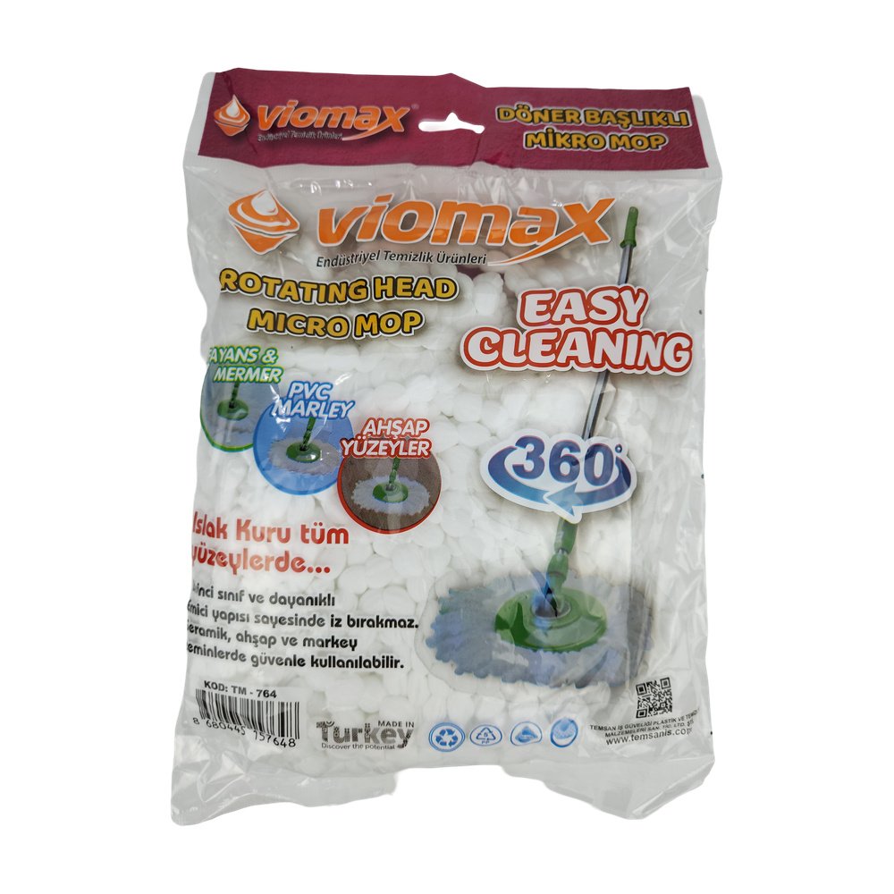Viomax Döner Başlıklı Mikro Mop Yedeği Tm-764 Viomax Döner Başlıklı Mikro Mop Yedeği Tm-764