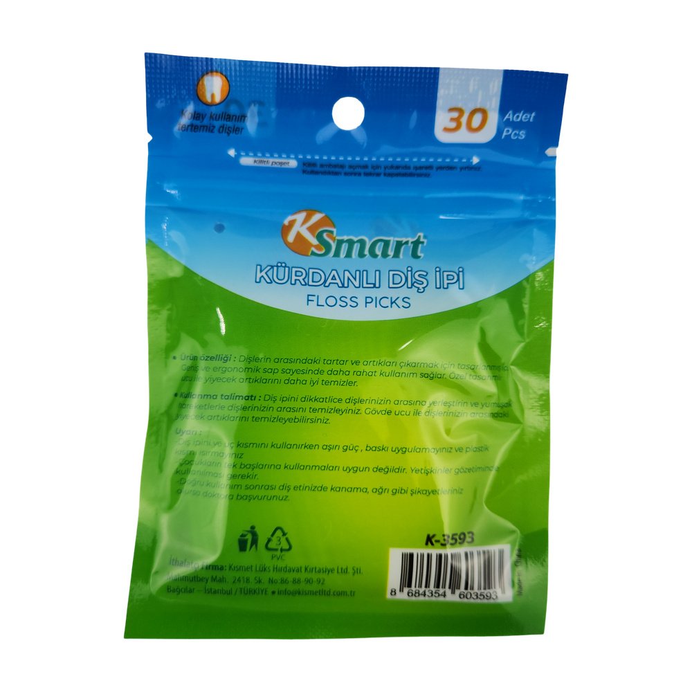 Ksmart Kürdanlı Diş İpi 30Lu K-3593 X 24 Paket Ksmart Kürdanlı Diş İpi 30Lu K-3593 X 24 Paket