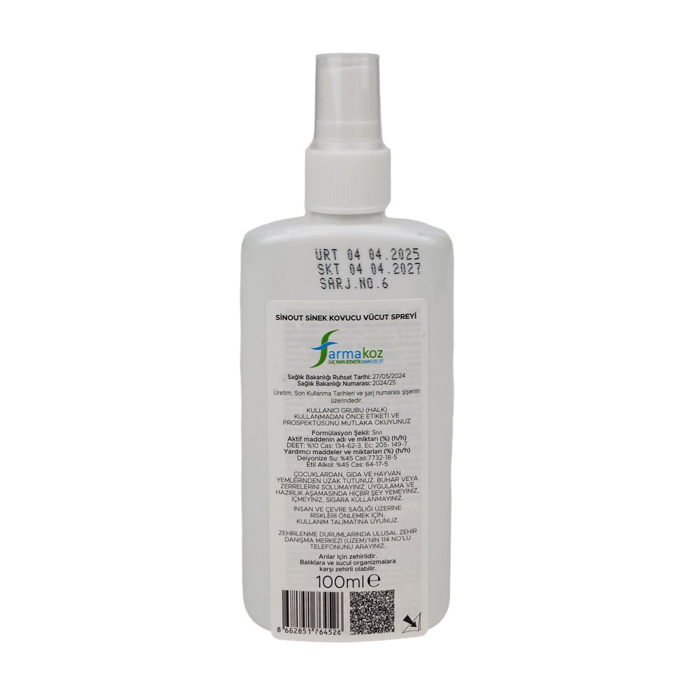 Sinout Sinek Kovucu Vücut Spreyi 100Ml X 12 Adet Sinout Sinek Kovucu Vücut Spreyi 100Ml X 12 Adet