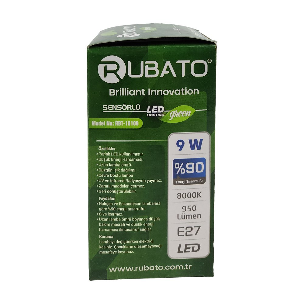 Rubato Sensörlü Led Ampul 9W X 10 Adet Rubato Sensörlü Led Ampul 9W X 10 Adet