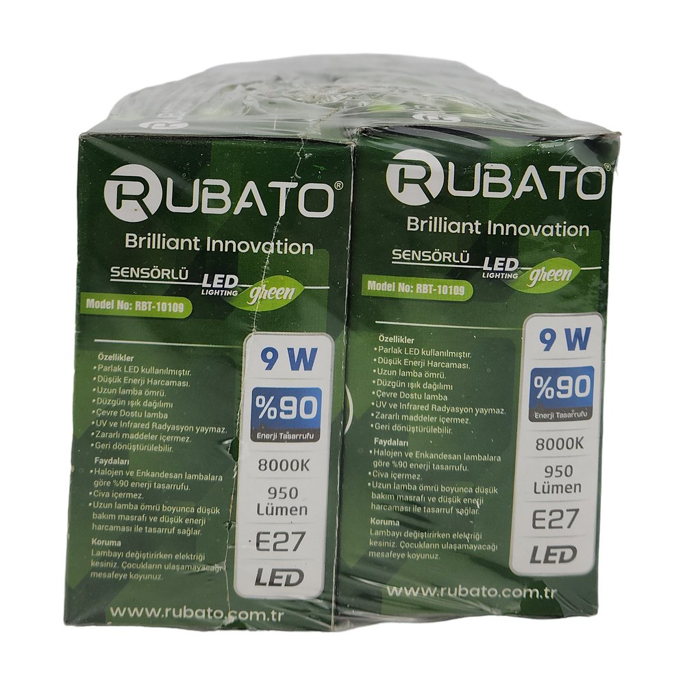 Rubato Sensörlü Led Ampul 9W X 10 Adet Rubato Sensörlü Led Ampul 9W X 10 Adet