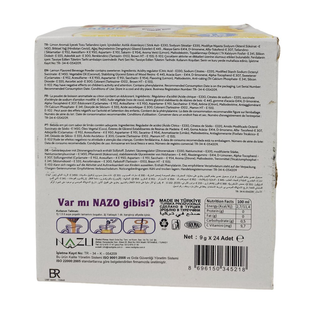 Nazo Limon Aromalı 9G*24 Ad Nazo Limon Aromalı 9G*24 Ad