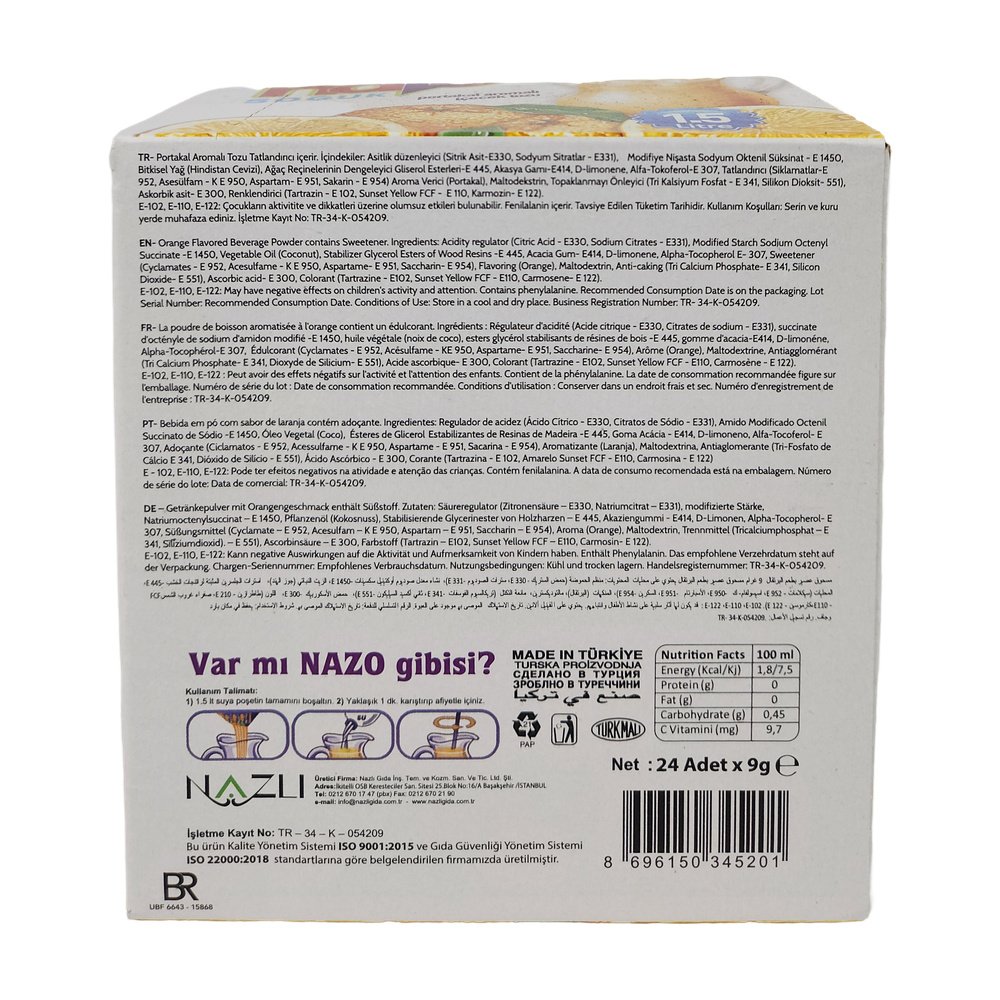 Nazo Portakal Aromalı 9Gr*24 Ad Nazo Portakal Aromalı 9Gr*24 Ad