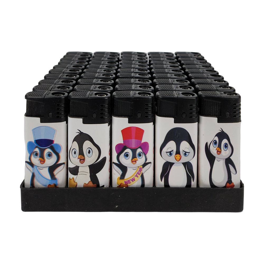 Koko Rüzgarda Yanan Turbo Çakmak Penguen Desenli *50Ad Koko Rüzgarda Yanan Turbo Çakmak Penguen Desenli *50Ad