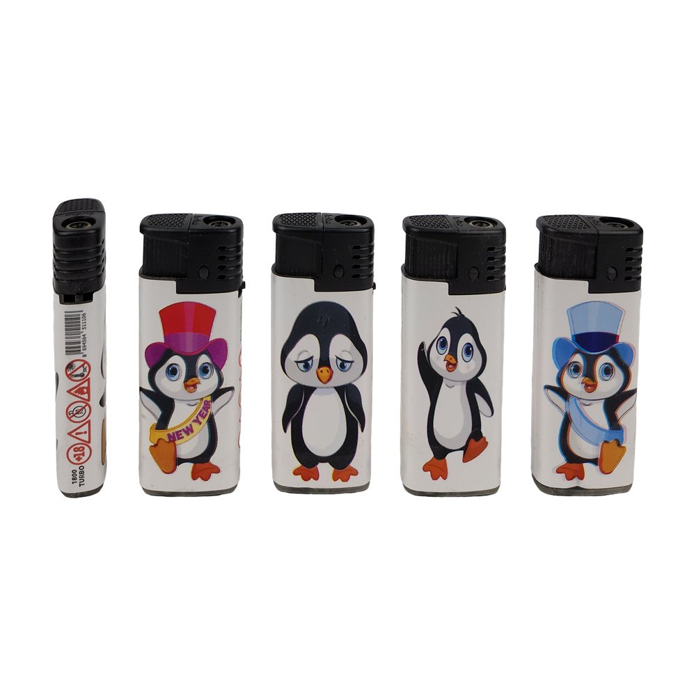 Koko Rüzgarda Yanan Turbo Çakmak Penguen Desenli *50Ad Koko Rüzgarda Yanan Turbo Çakmak Penguen Desenli *50Ad