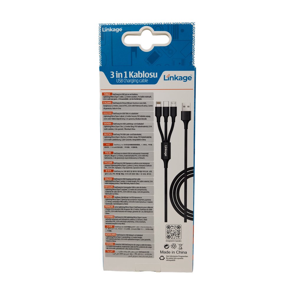 Şarj Kablosu 3lü - 2.0A - LKCB-07 - (Mikro - Type-C - Lightning) Şarj Kablosu 3lü - 2.0A - LKCB-07 - (Mikro - Type-C - Lightning)
