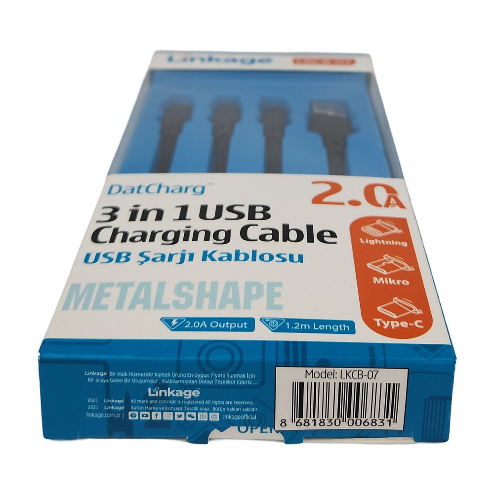 Şarj Kablosu 3lü - 2.0A - LKCB-07 - (Mikro - Type-C - Lightning) Şarj Kablosu 3lü - 2.0A - LKCB-07 - (Mikro - Type-C - Lightning)