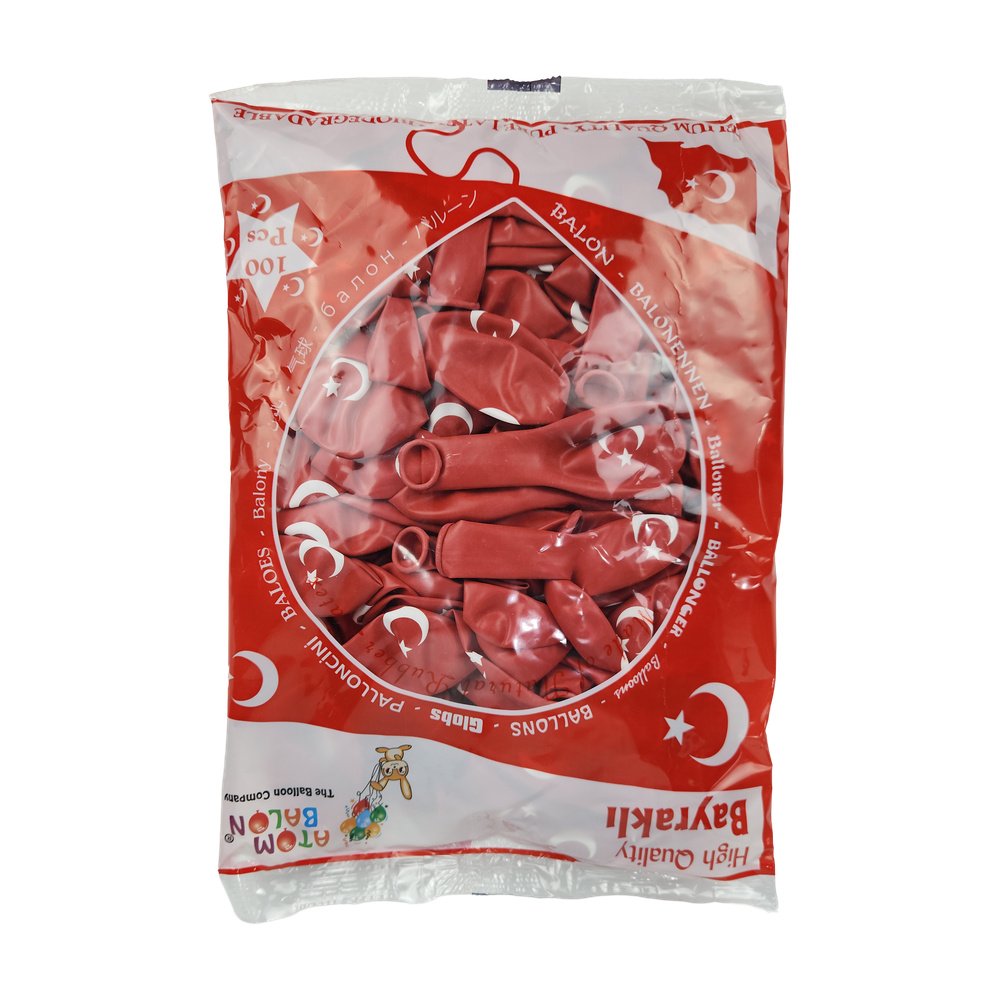14-A Baskılı Balon Türk Bayraklı *100Adet 14-A Baskılı Balon Türk Bayraklı *100Adet