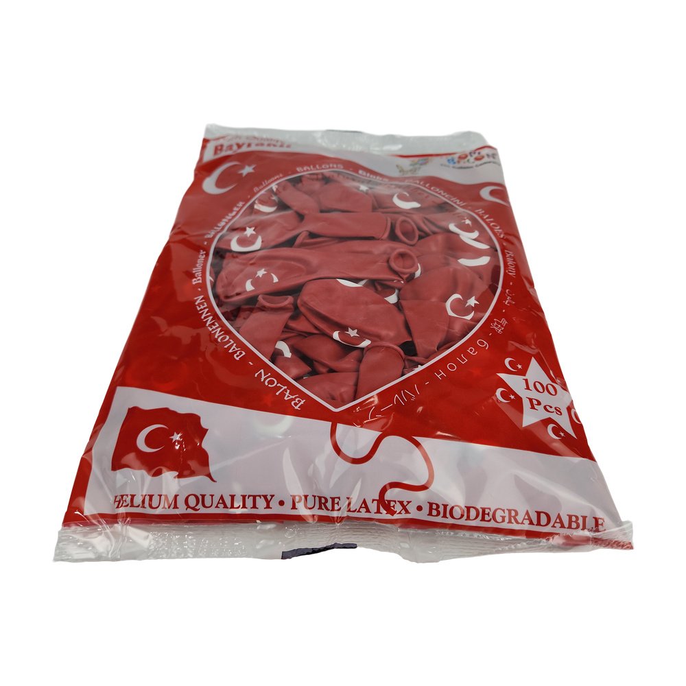14-A Baskılı Balon Türk Bayraklı *100Adet 14-A Baskılı Balon Türk Bayraklı *100Adet
