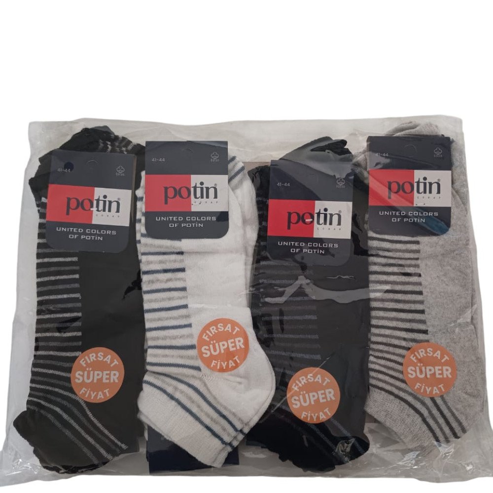POTİN KISA ERKEK PATİK DESENLİ*12ADET