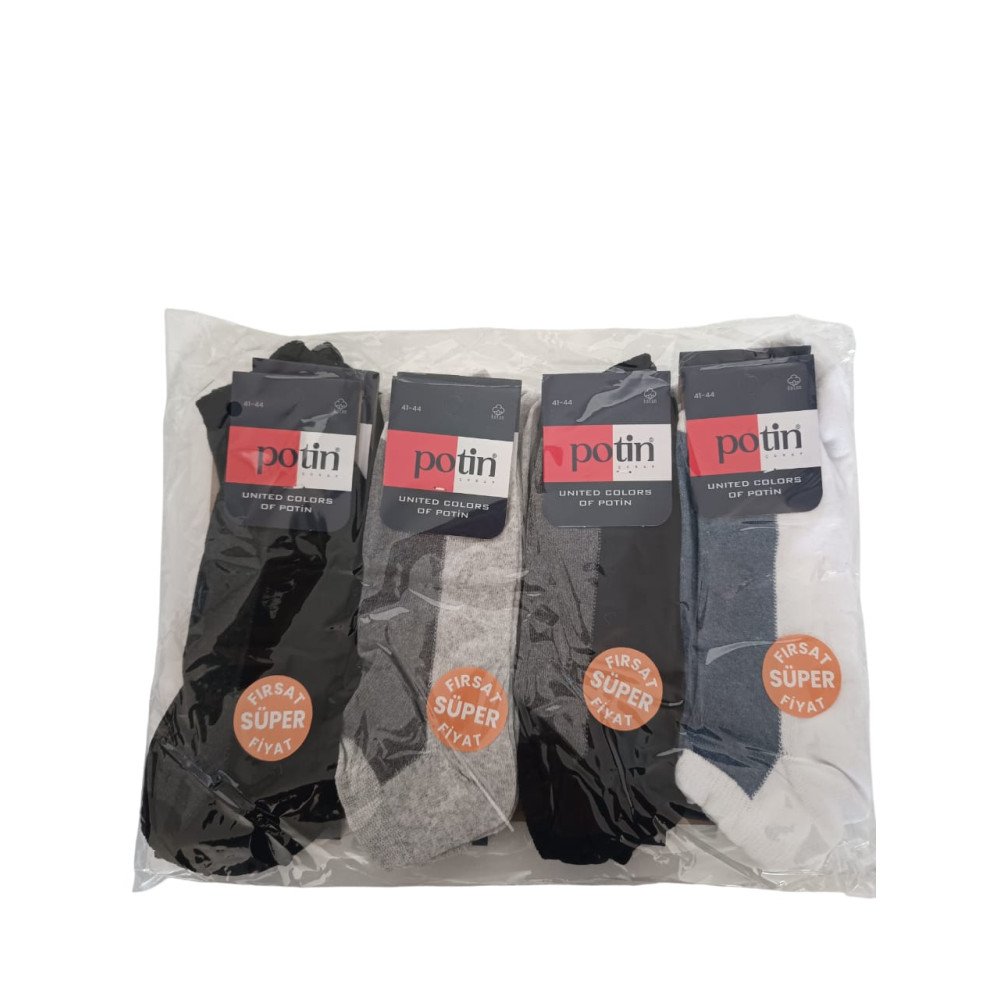 POTİN KISA ERKEK PATİK DESENLİ*12ADET