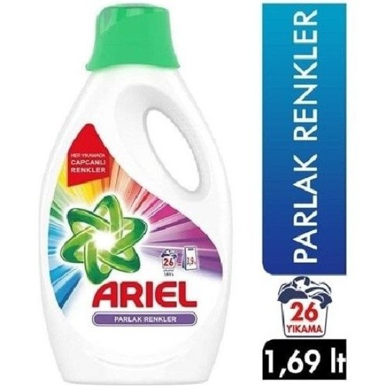 Ariel Sıvı Çamaşır Deterjanı Parlak Renkler 26 Yıkama 1,69 Lt *5 Adet