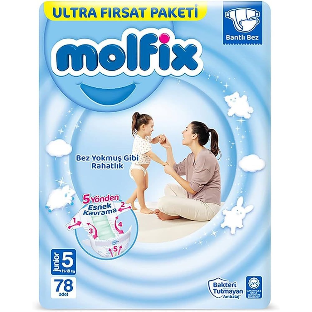 Molfix Junior 5 Beden 78 Adet Bebek Bezi *2 Adet Molfix Junior 5 Beden 78 Adet Bebek Bezi *2 Adet