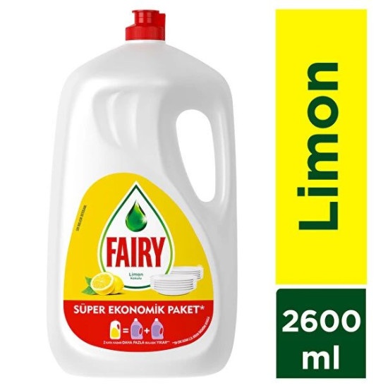 Fairy Limon Kokulu 2600 Ml Sıvı Bulaşık Deterjanı *6 Adet