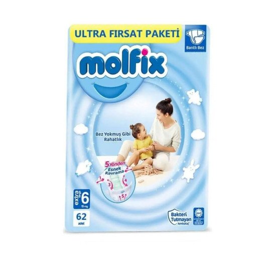 Molfix Extra Large 6 Numara 62 Adet Bebek Bezi *2 Adet