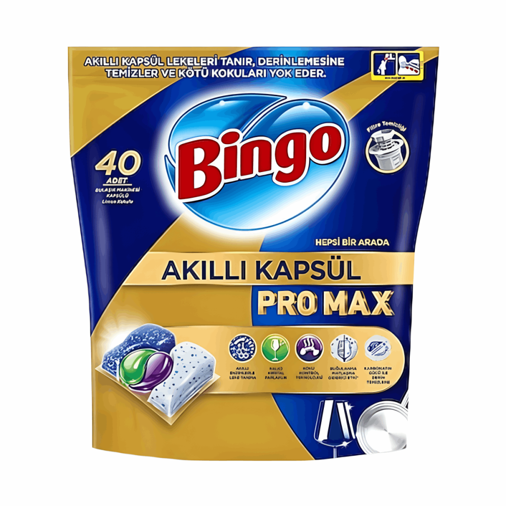 Bingo Akıllı Kapsül Pro Max Bulaşık Makinesi Deterjanı Tableti 40 Lı X 5 Paket Bingo Akıllı Kapsül Pro Max Bulaşık Makinesi Deterjanı Tableti 40 Lı X 5 Paket