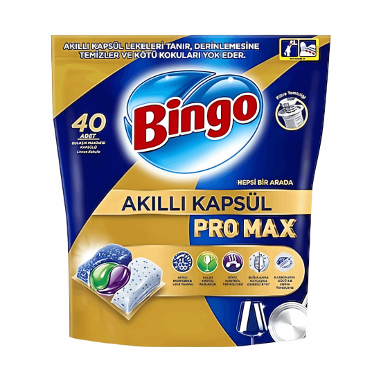 Bingo Akıllı Kapsül Pro Max Bulaşık Makinesi Deterjanı Tableti 40 Lı X 5 Paket