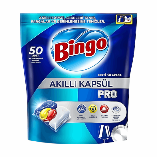 Bingo Akıllı Kapsül Pro Bulaşık Makinesi Deterjanı Tableti 50'li X 5 Adet