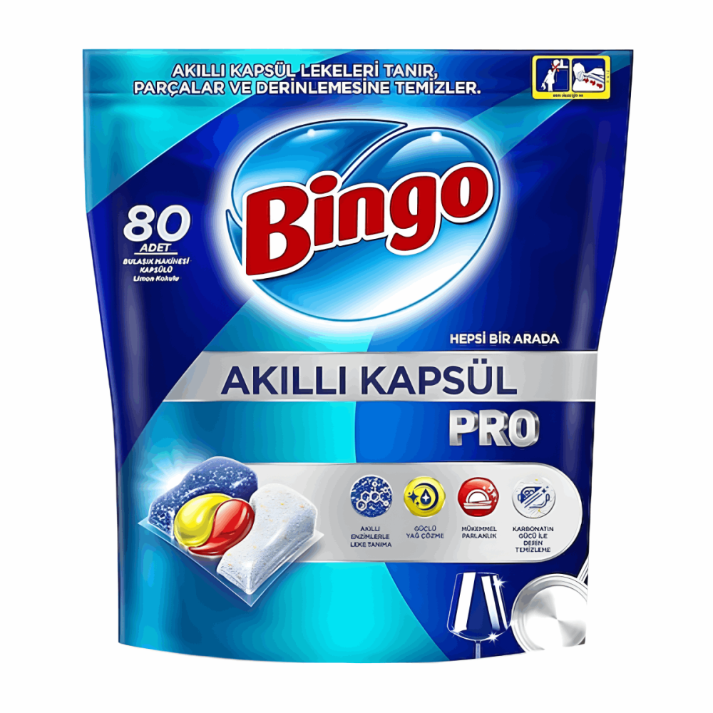 Bingo Akıllı Kapsül Pro Bulaşık Makinesi Deterjanı Tableti 80'li X 4 Paket Bingo Akıllı Kapsül Pro Bulaşık Makinesi Deterjanı Tableti 80'li X 4 Paket
