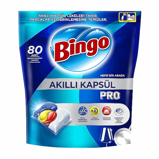 Bingo Akıllı Kapsül Pro Bulaşık Makinesi Deterjanı Tableti 80'li X 4 Paket