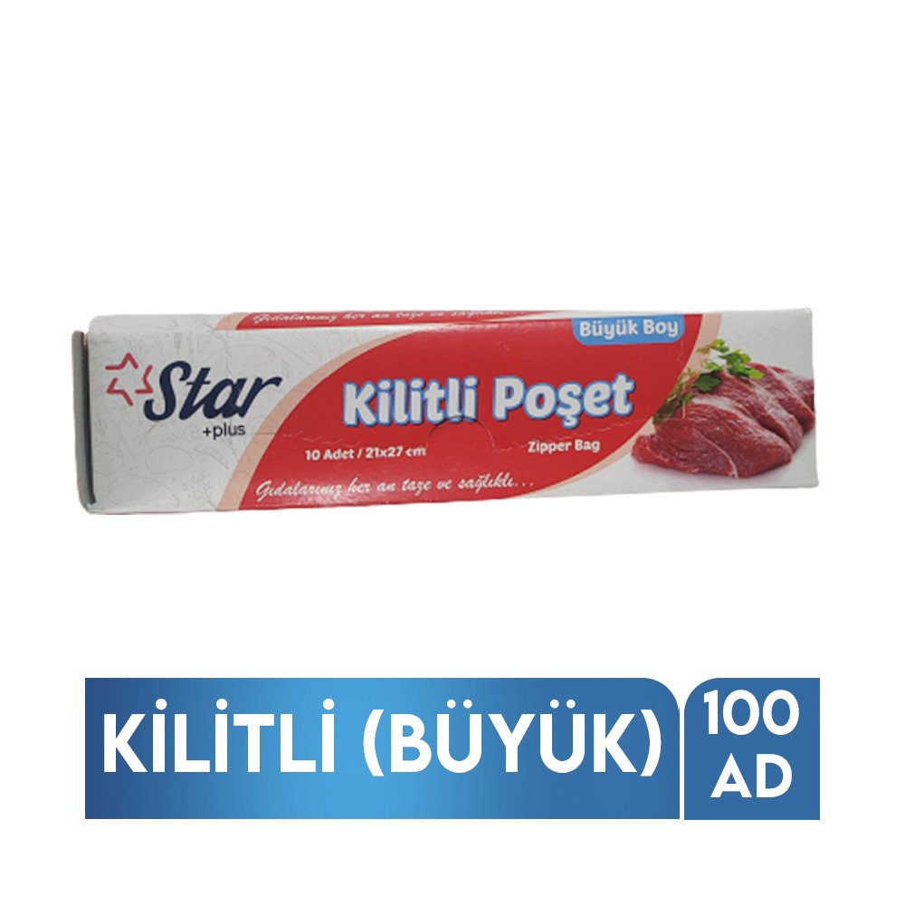 Koli Star Plus Kilitli Buzdolabı Poşeri Büyük Boy 10 Adet 21x27 cm x 100 Paket Koli Star Plus Kilitli Buzdolabı Poşeri Büyük Boy 10 Adet 21x27 cm x 100 Paket