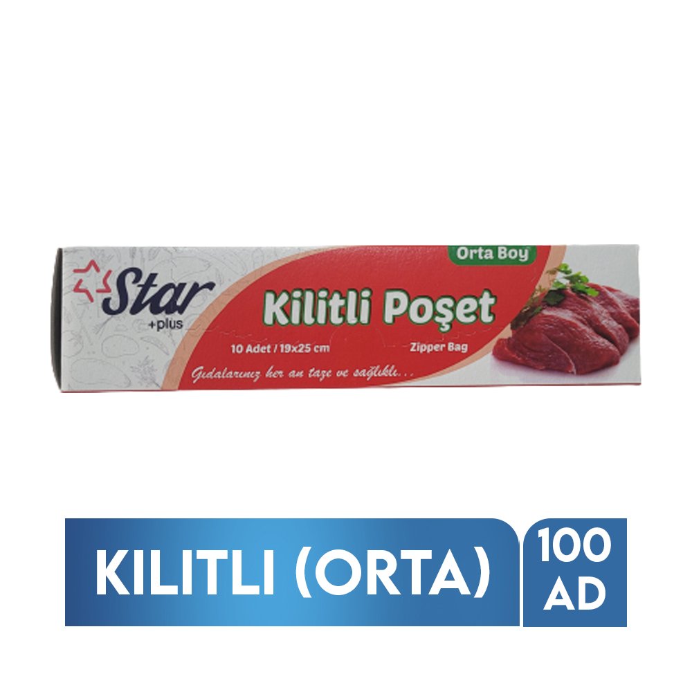 Koli Star Plus Orta Boy Kilitli Buzdolabı Poşeti 19x25 cm 10 Adet x 100 Paket Koli Star Plus Orta Boy Kilitli Buzdolabı Poşeti 19x25 cm 10 Adet x 100 Paket