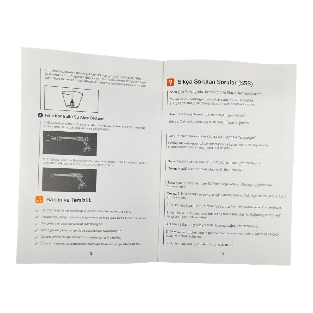 Auhma Akülü Basınçlı Araç Yıkama Makinesi 21V ACR-07 203 Psi