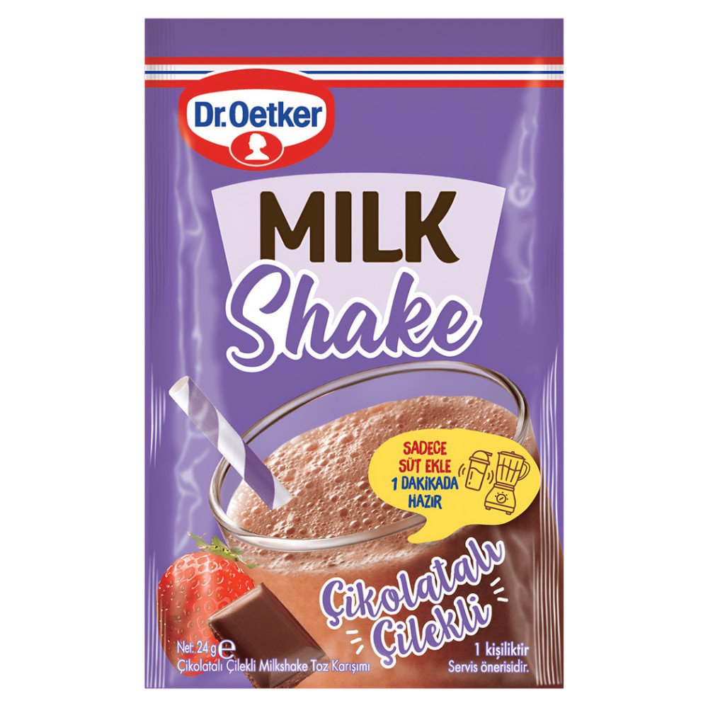 Dr.Oetker Çikolatalı ve Çilekli Milkshake 24 g x 24 Adet
