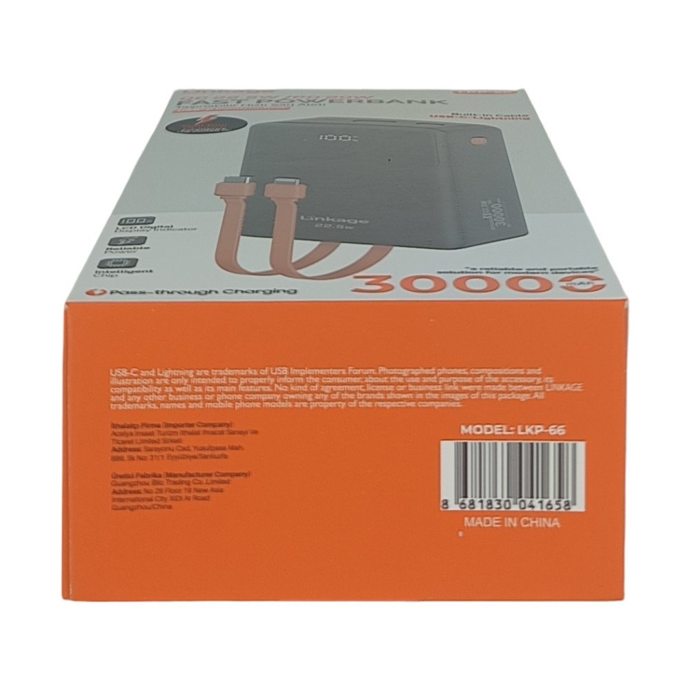 Linkage LKP-66 30.000 mAh Hızlı Şarjlı Taşınabilir Powerbank