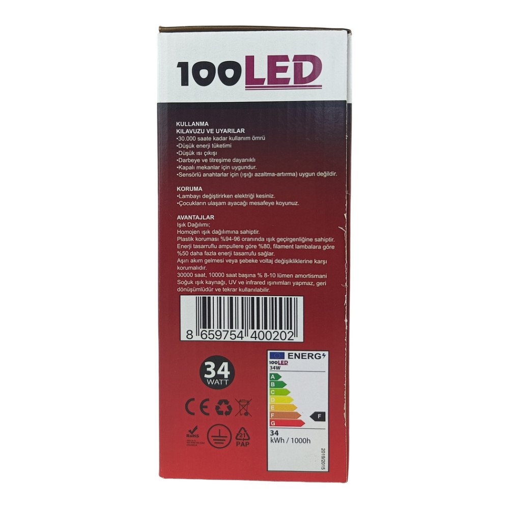 Bizim 100 LED 3+1 Kanatlı 34 Watt 3230 Lümen Ampul
