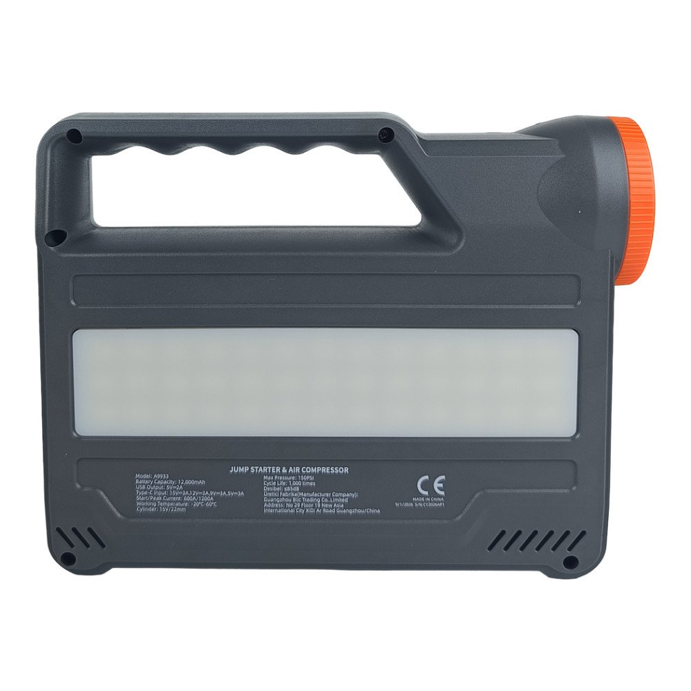 Auhma A9933 4'ü 1 Arada 12.000 mAh Akü Takviye, Hava Pompası, Powerbank ve Dijital Fener