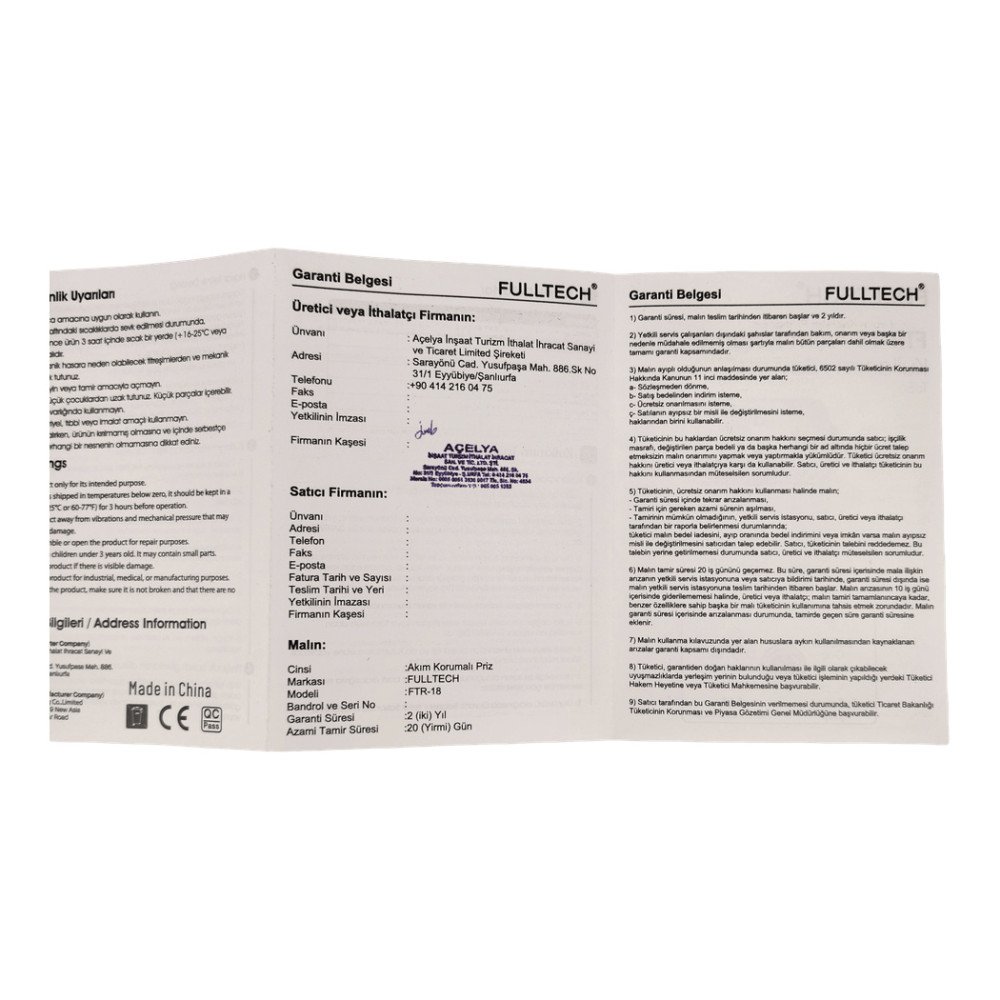 FTR-18 Duvar Prizi Akım Korumalı Düğmeli