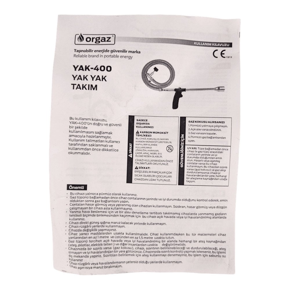Orgaz YAK-400 Dar Yak Yak Takımı