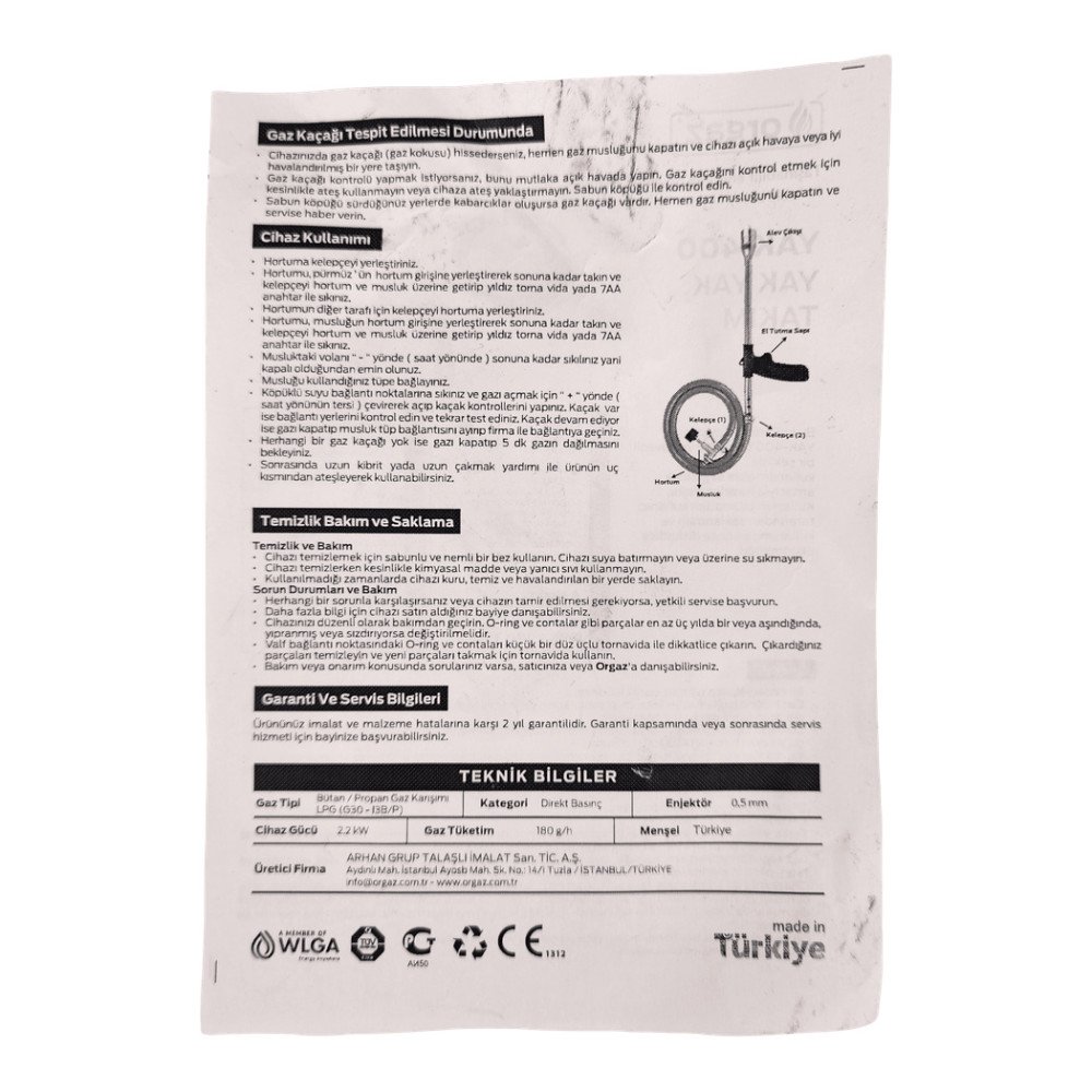 Orgaz YAK-400 Geniş Yak Yak Takımı