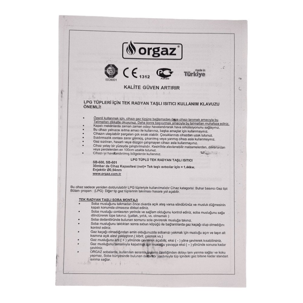 Orgaz Dedantörlü Kamp Ocağı Geniş SB600