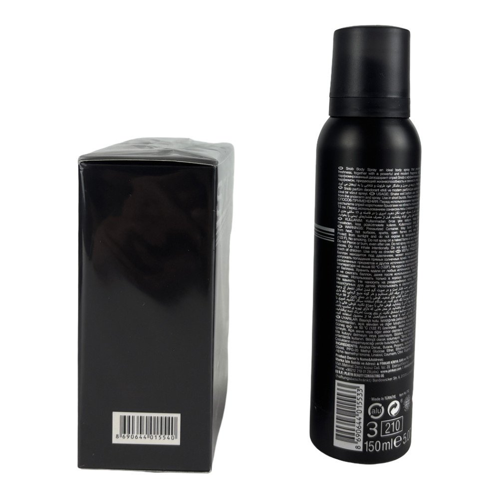 Snob Black Men EDT 100 ml ve Deodorant 50 ml