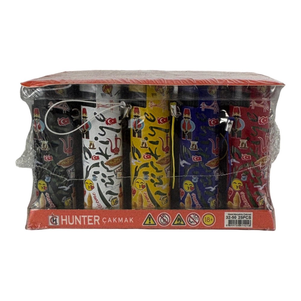 Hunter 32-50 Işıklı Mat Jet Çakmak 25’li