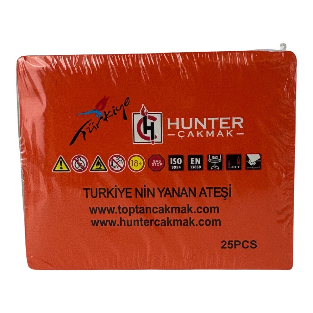 Hunter 32-50 Işıklı Mat Jet Çakmak 25’li