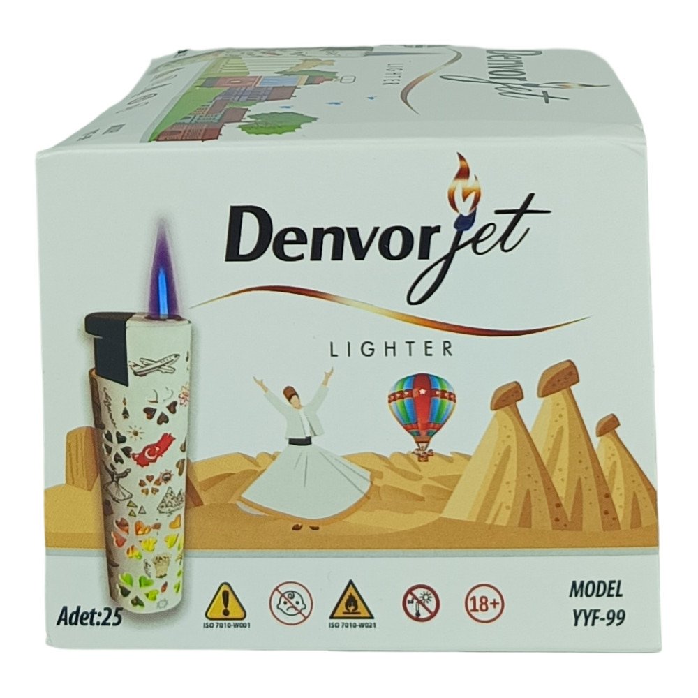 Denvorjet YYF-99 Işıklı Renkli Jet Çakmak 25'li